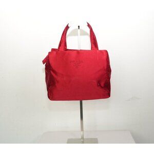 Prada Red Satin Tote Bag